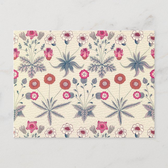 Carte Postale William Morris Daisy Motif Floral Rouge Orange (Devant)
