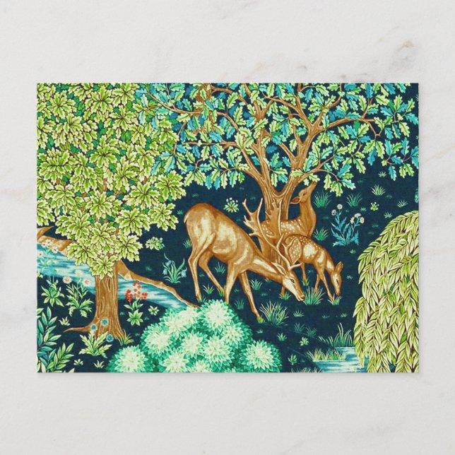 Carte Postale William Morris Deer par une Tapisserie Brook Impri (Devant)