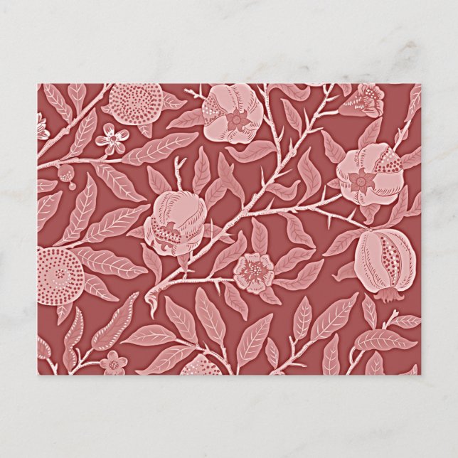 Carte Postale William Morris - dessin de grenade (rouge) (Devant)