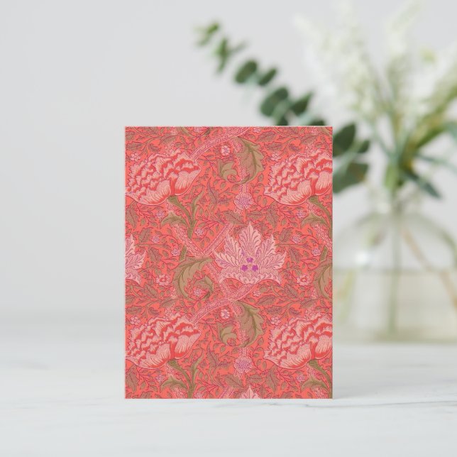 Carte Postale William Morris - Élégant floral rouge et rose (Debout devant)