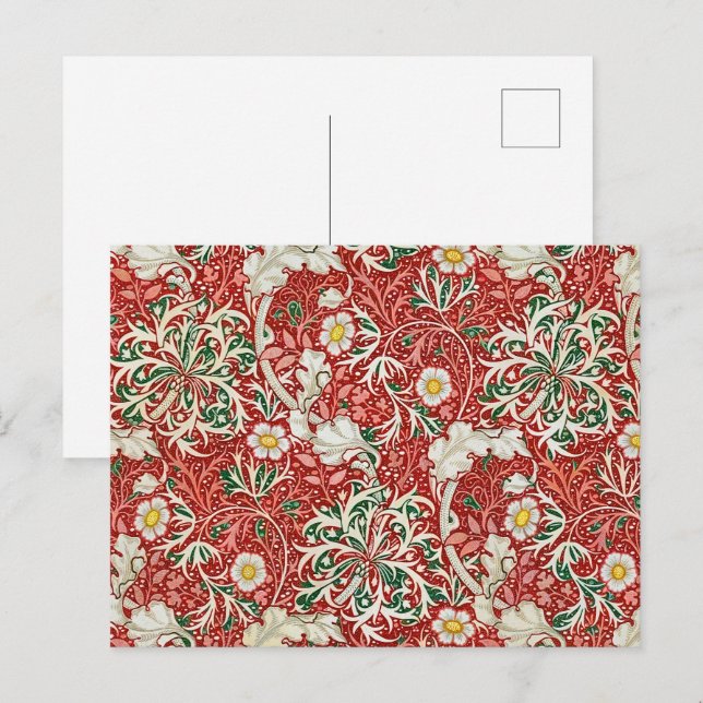 Carte Postale William Morris Fleur d'antiquité aux algues Vert r (Devant / Derrière)