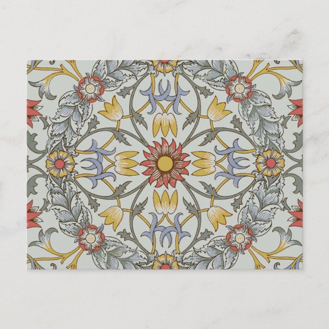 Carte Postale William Morris Floral Circle Flower Illustration (Devant)