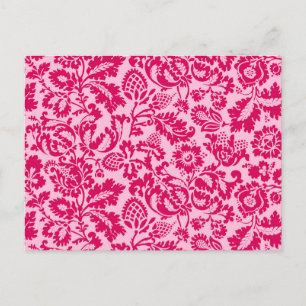 Carte Postale William Morris Floral Damask, Fuchsia et Pink