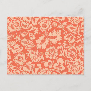 Carte Postale William Morris Floral Damask, Peach et Coral