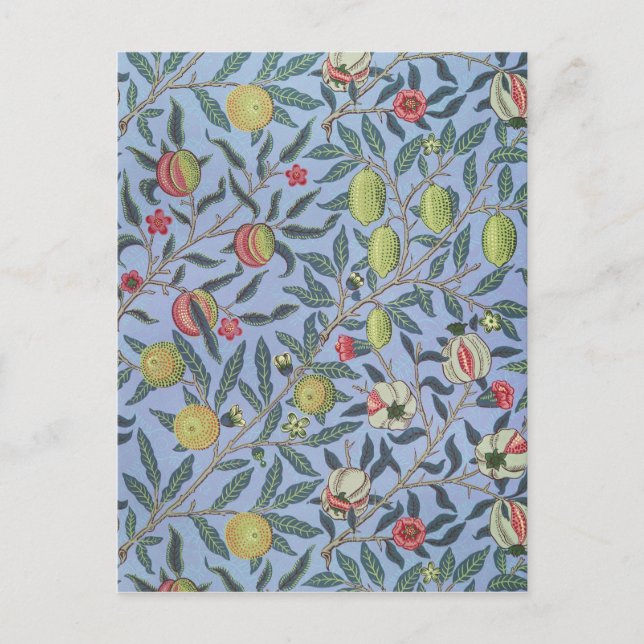 Carte Postale William Morris Fruit grenade bleu ornement (Devant)