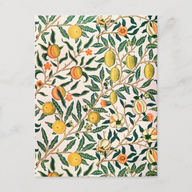 Carte Postale William Morris Fruit grenade Ornement blanc (Devant)