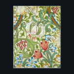 Carte Postale William Morris Garden Lily Art<br><div class="desc">Un beau lys et d'autres fleurs, rouge bleu et orange avec des feuilles verts dans un fond d'écran William Morris. Customisez avec votre propre texte. Vintage coloré beau préraphaélite art floral fin.</div>