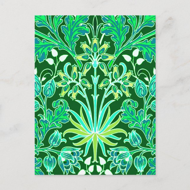 Carte Postale William Morris Hyacinth Imprimer, Emerald Green (Devant)