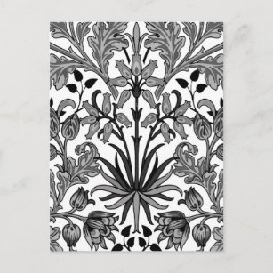 Carte Postale William Morris Hyacinth Imprimer, noir, blanc et g