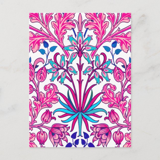 Carte Postale William Morris Hyacinth Imprimer, rose Fuchsia (Devant)