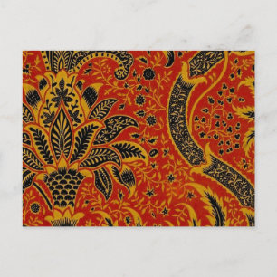 Carte Postale William Morris India Rouge Floral Vintage Classiqu