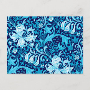 Carte Postale William Morris Iris et Lily, Indigo Blue & White