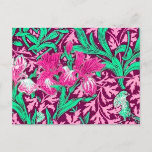 Carte Postale William Morris Irises, Fuchsia Pink and Wine