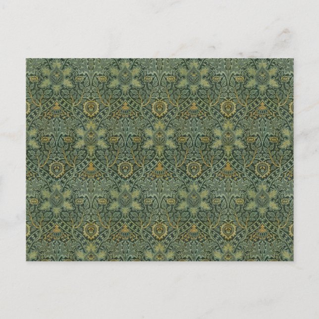 Carte Postale William Morris Ispahan Vert sarcelle Floral Art (Devant)