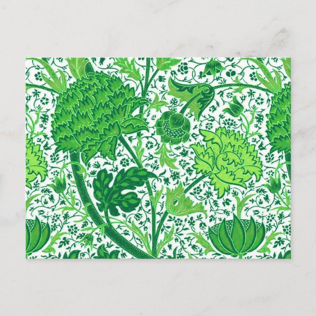 Carte Postale William Morris Jacobean Floral, Vert émeraude (Devant)