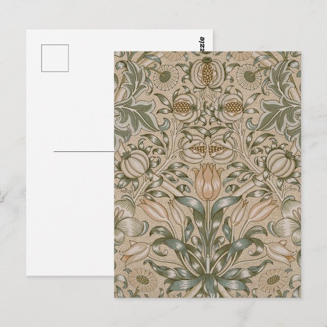 Carte Postale William Morris Lily et Motif de grenade (Devant / Derrière)