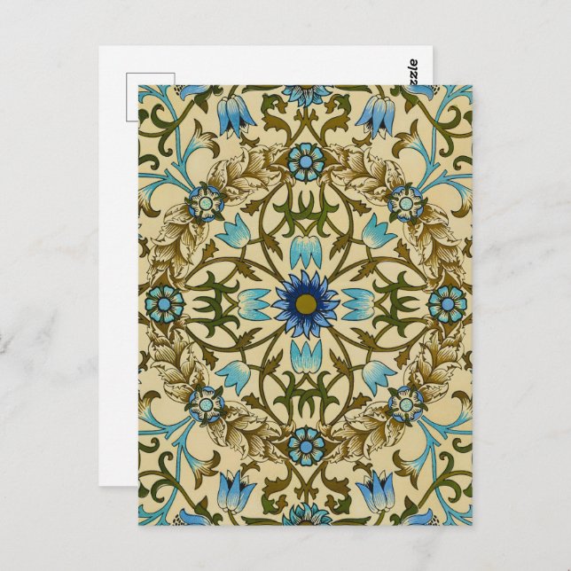 Carte Postale William Morris- Modèle Antique 1873 Vigne et Fleur (Devant / Derrière)