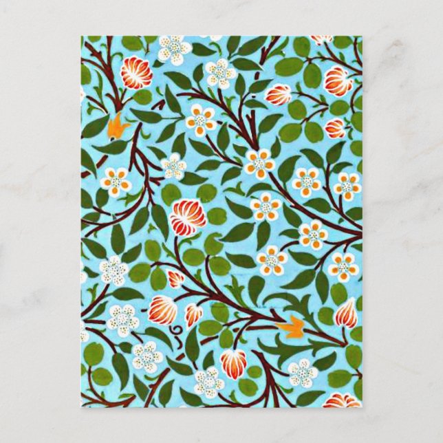 Carte Postale William Morris motif populaire, Clover (turquoise) (Devant)