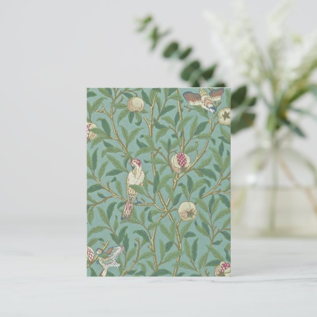 Carte Postale William Morris, Oiseaux et Pommegrenates - Vert (Debout devant)