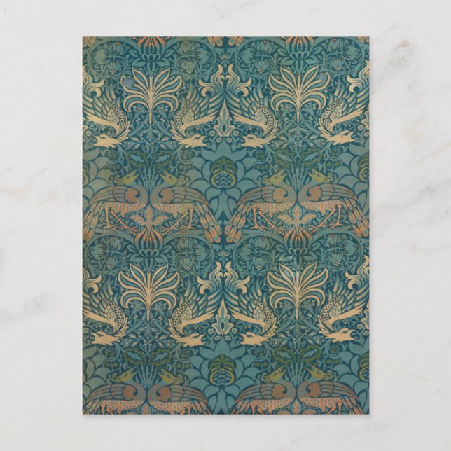 Carte Postale William Morris Peacock and Dragon Textile Design (Devant)