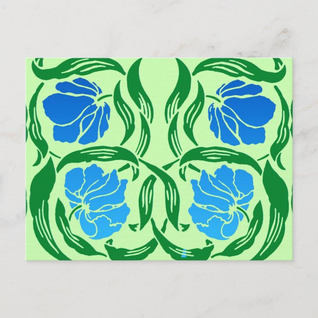 Carte Postale William Morris Pimpernel, Blue & Lime Green (Devant)