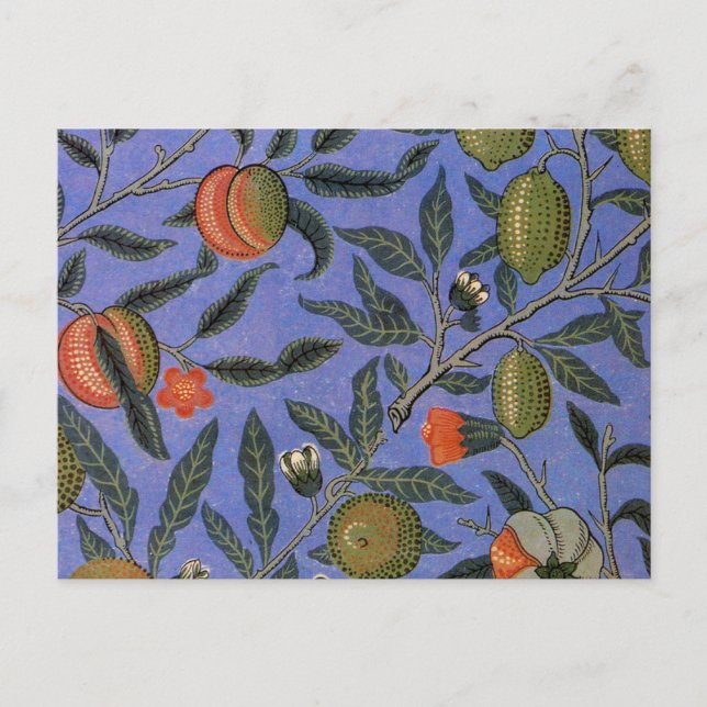 Carte Postale William Morris Pomegranate Bleu papier peint color (Devant)
