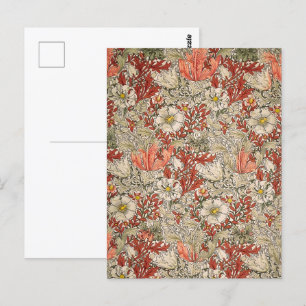 Carte Postale William Morris Spring Compton Fleur Vintage Rouge