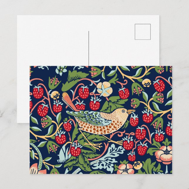 Carte Postale William Morris Strawberry Thief (Devant / Derrière)