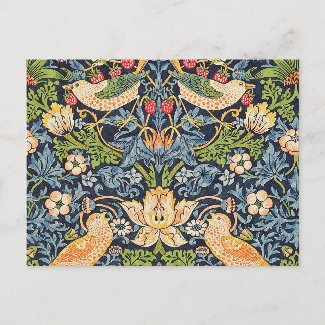 Carte Postale William Morris Strawberry Thief Motif floral (Devant)