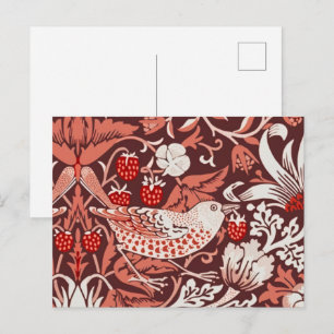 Carte Postale William Morris Strawberry Thief Oiseau en Terracot
