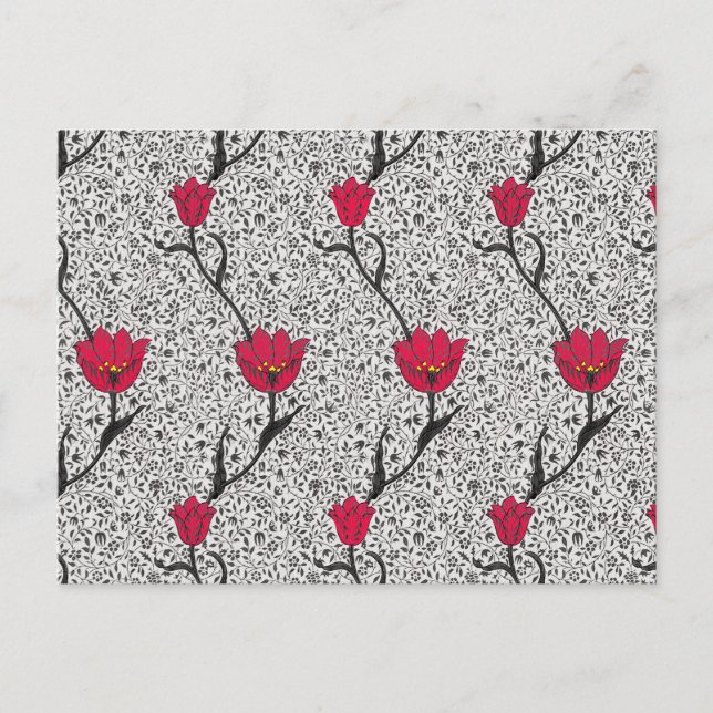 Carte postale William Morris Tulip Damask, gris et (Devant)