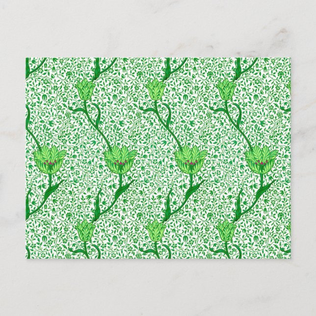 Carte postale William Morris Tulip Damask, vert ém (Devant)