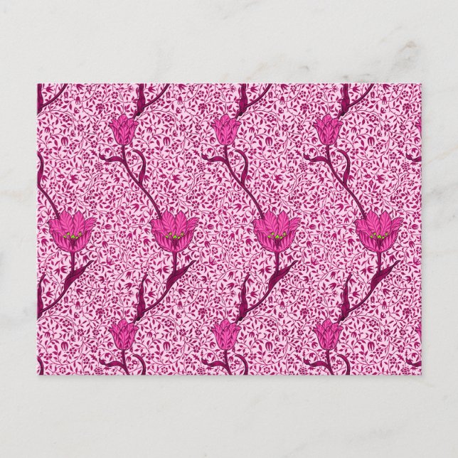 Carte Postale William Morris Tulip Damask, Vin & Fuchsia Rose P (Devant)
