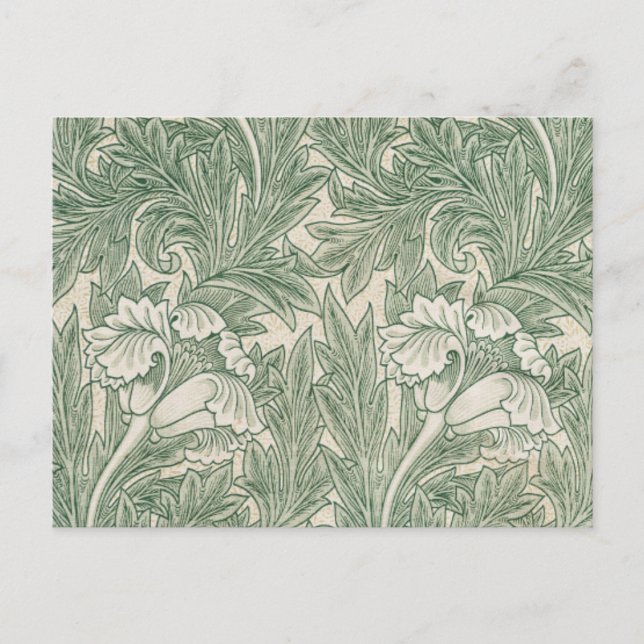Carte Postale William Morris tulip fond textile vert (Devant)