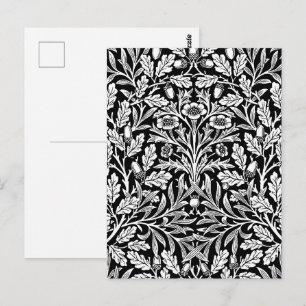 Carte Postale William Morris Vintage motif chêne noir et blanc