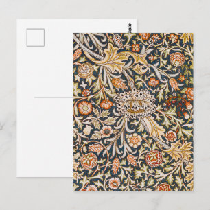 Carte Postale William Morris Vintage Trent Motif Floral Bleu