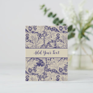 Carte Postale William Morris Wallflower bleu damas floral