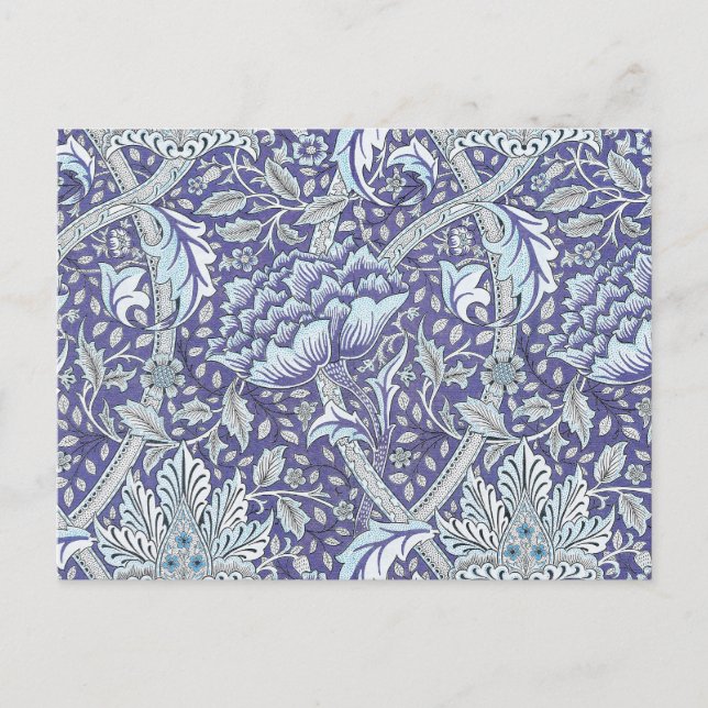 Carte Postale William Morris Windrush motif floral bleu (Devant)