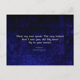 Carte Postale William Shakespeare Citation d'amour romantique