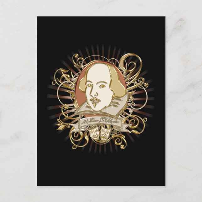 Carte Postale William Shakespeare Crest (Or) (Devant)