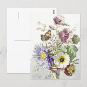 Carte Postale William vanLee Bouquet de fleurs avec un papillon