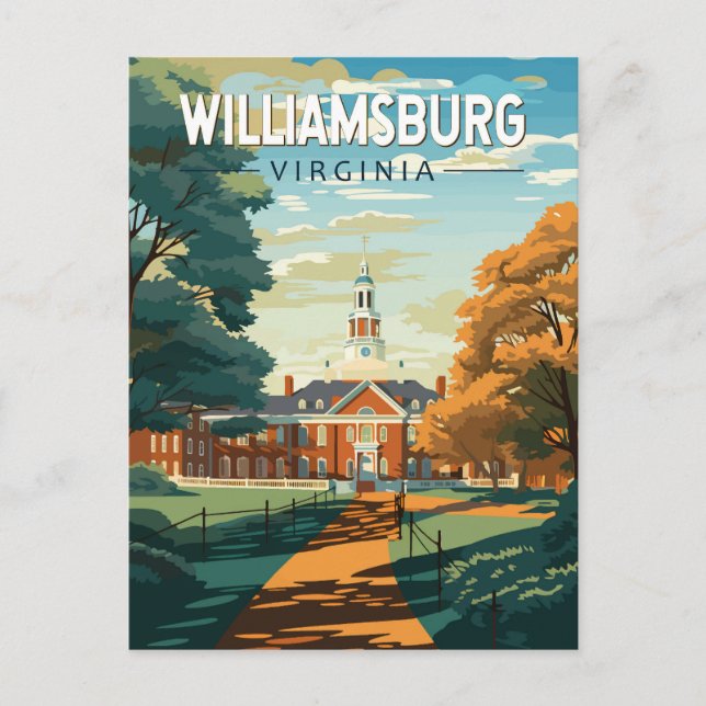 Carte Postale Williamsburg Virginia Travel Art Vintage (Devant)
