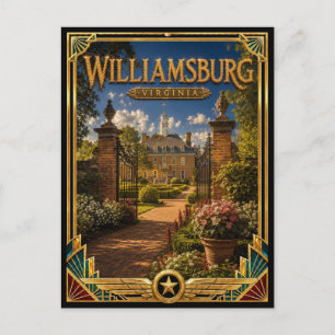 Carte Postale Williamsburg Virginie Art Déco Vintage Âge d'Or