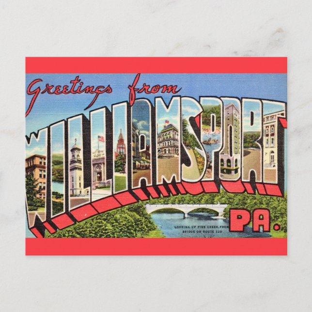 Carte Postale Williamsport PA coloré (Devant)