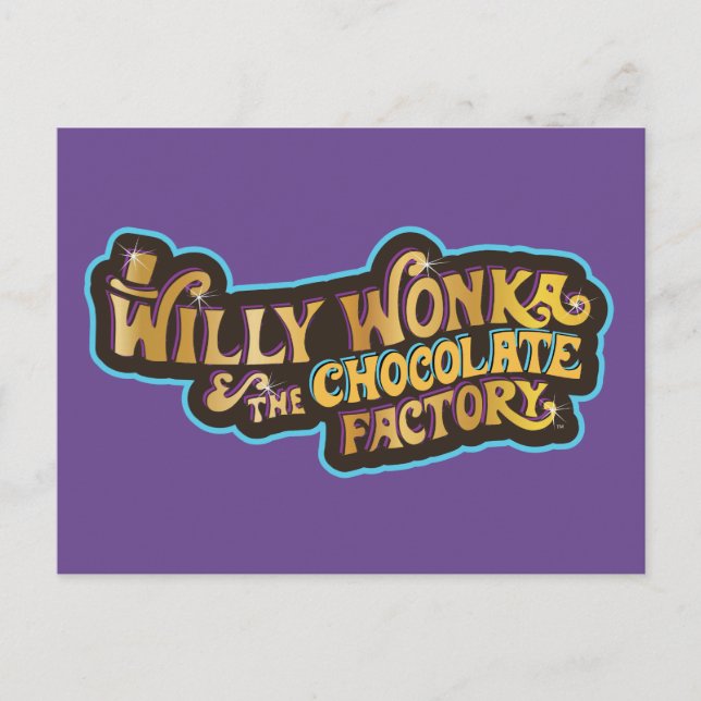 Carte Postale Willy Wonka et le logo de l'usine de chocolat (Devant)
