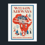 Carte Postale Wilson Airways Vintage Poster 1937<br><div class="desc">Vintage airline travel poster from the US. Published in 1937. Please note that our posters are high quality reproductions based on professional, very high resolution scans off the originals. Our manual retouching process does not involve the use of filters that remove any original details or texture that you will see...</div>