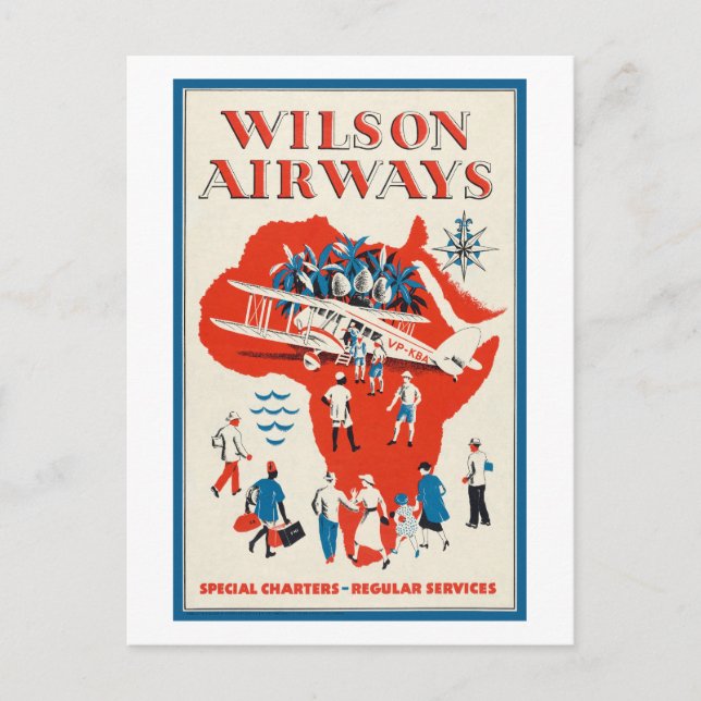 Carte Postale Wilson Airways Vintage Poster 1937 (Devant)