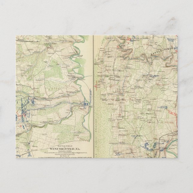 Carte Postale Winchester, Fisher's Hill, Cedar Creek (Devant)