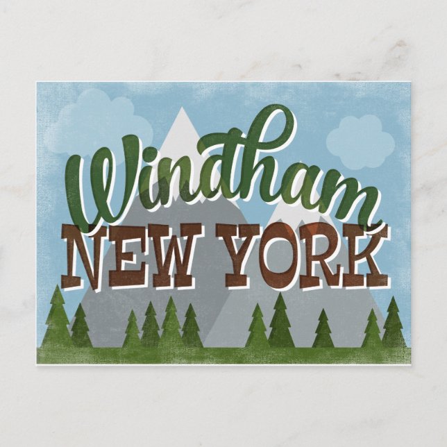 Carte Postale Windham New York Fun Retro Snowy Mounts (Devant)