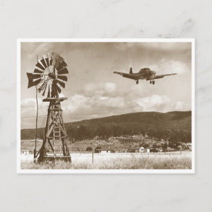 Carte Postale Windmill et avion vintage photo